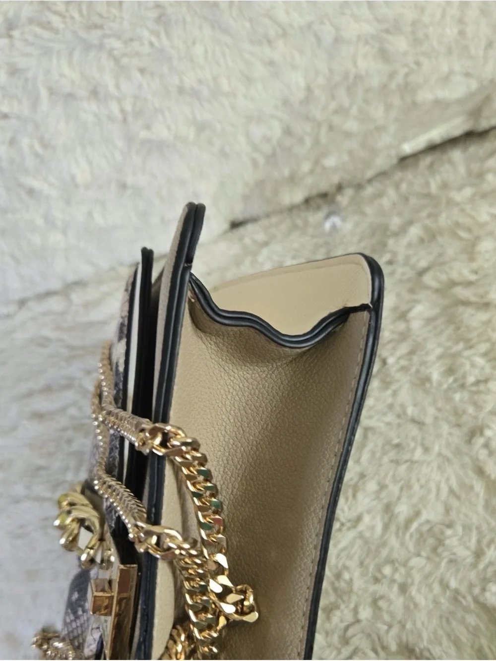ALDO Aoille Snake Print Crossbody Bag with Gold Chain & Turn-Lock Accent